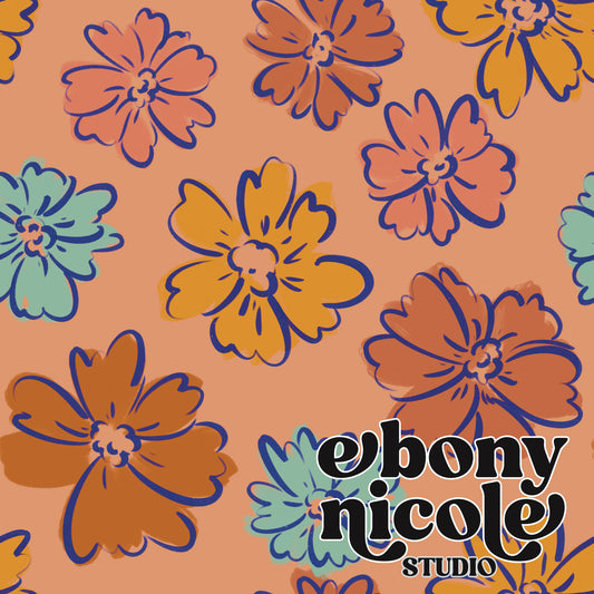 Springtime Floral Seamless Pattern (Orange)