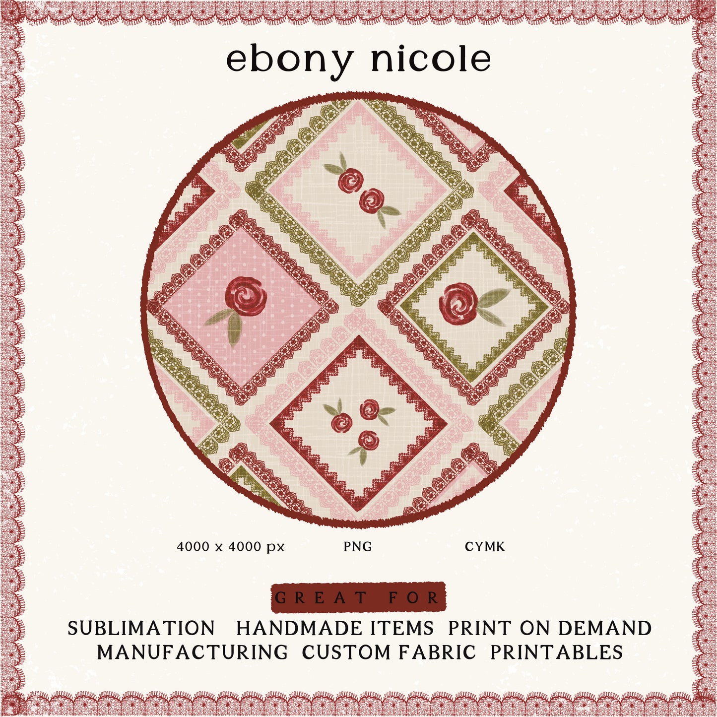 Vintage Lace Roses Patch