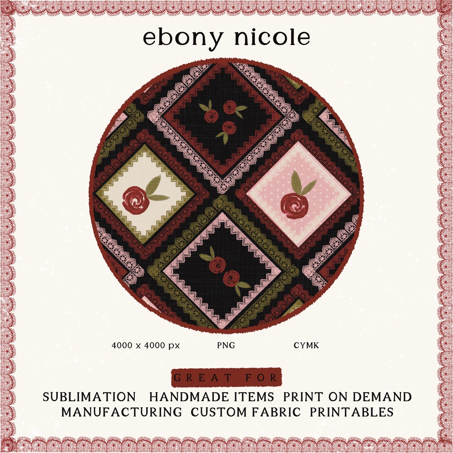 Vintage Lace Roses Patch