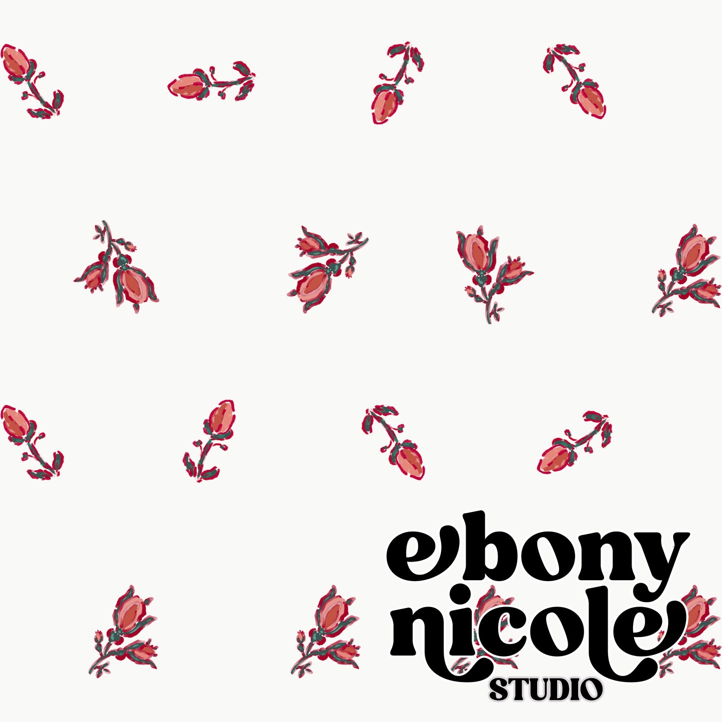 Rose Floral Seamless Pattern- Light Gray