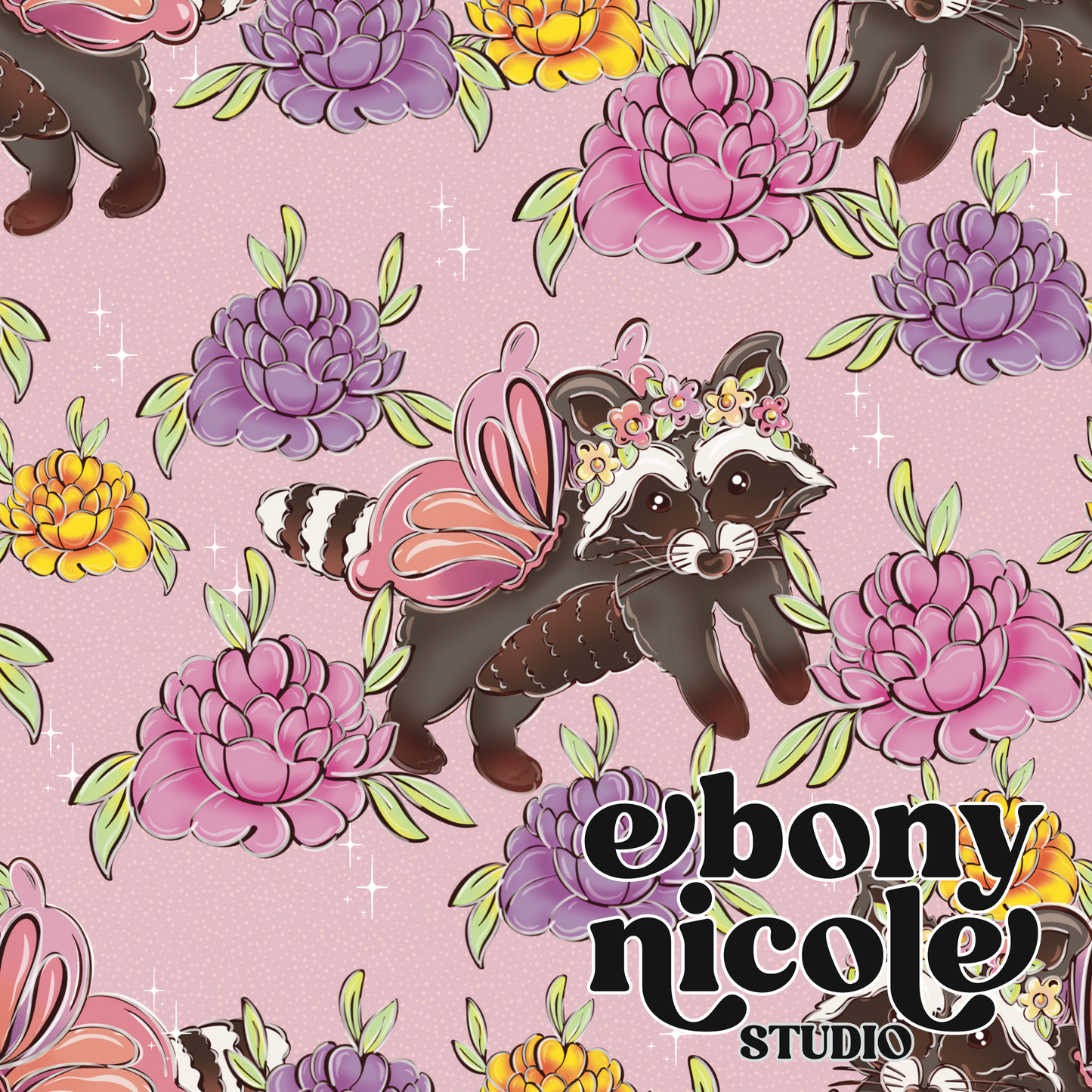 Trash Panda Floral-Pink