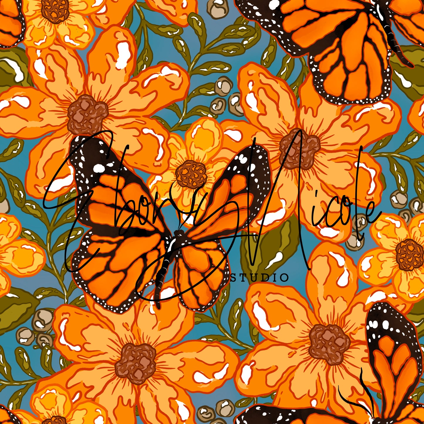 Fall Flowers & Butterflies