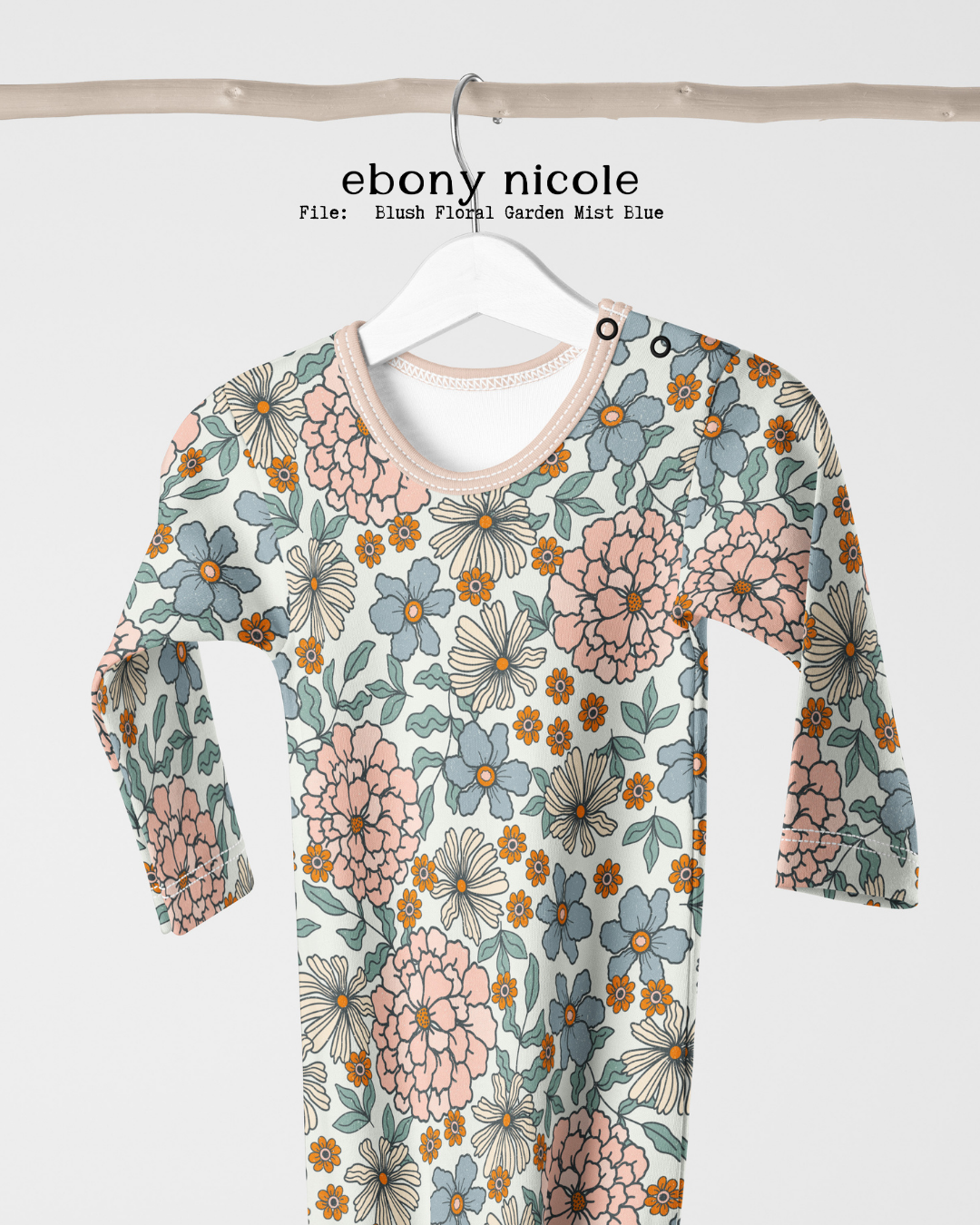 Blush Floral Garden Mist Blue