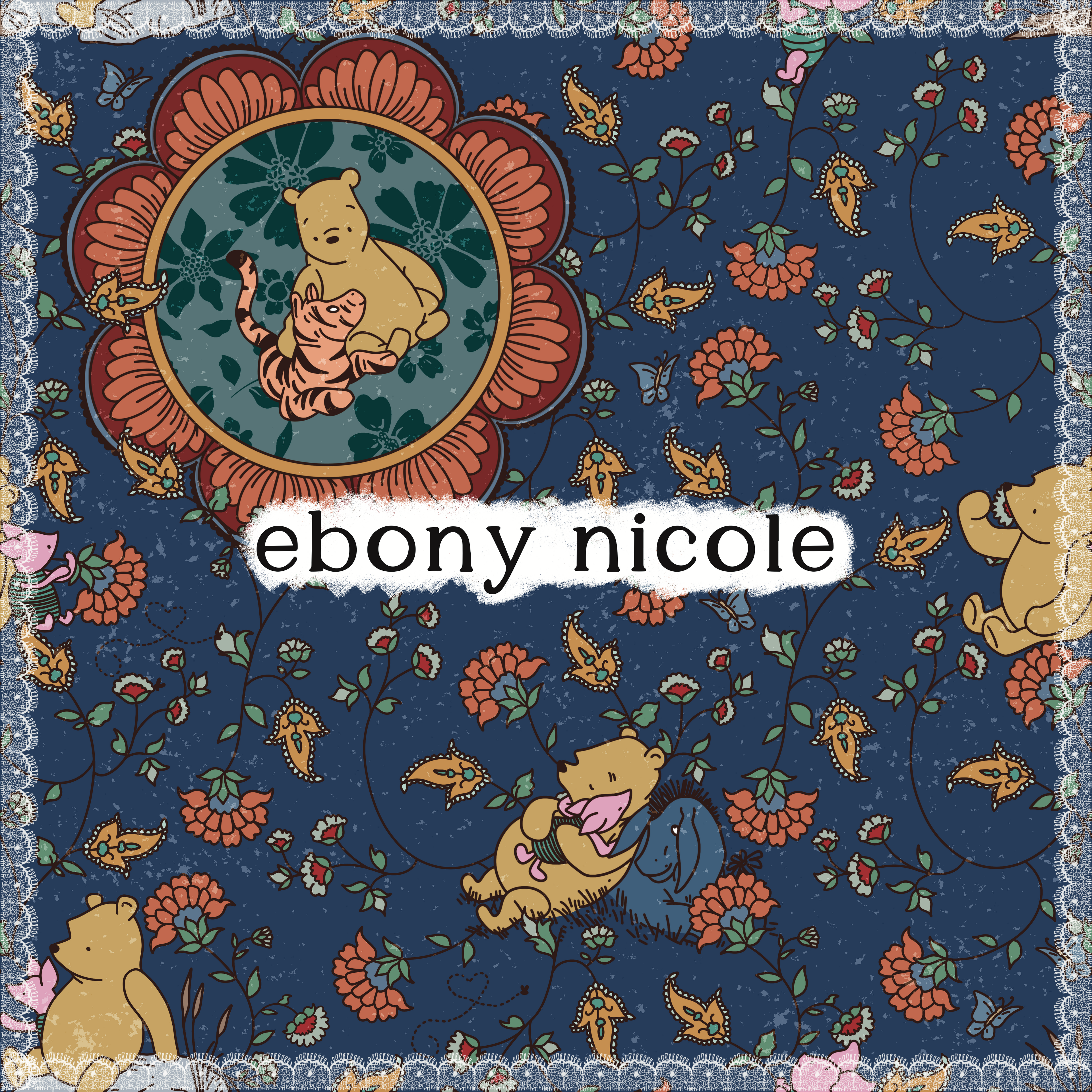 Vintage Storybook Teddy Bear Vine Floral