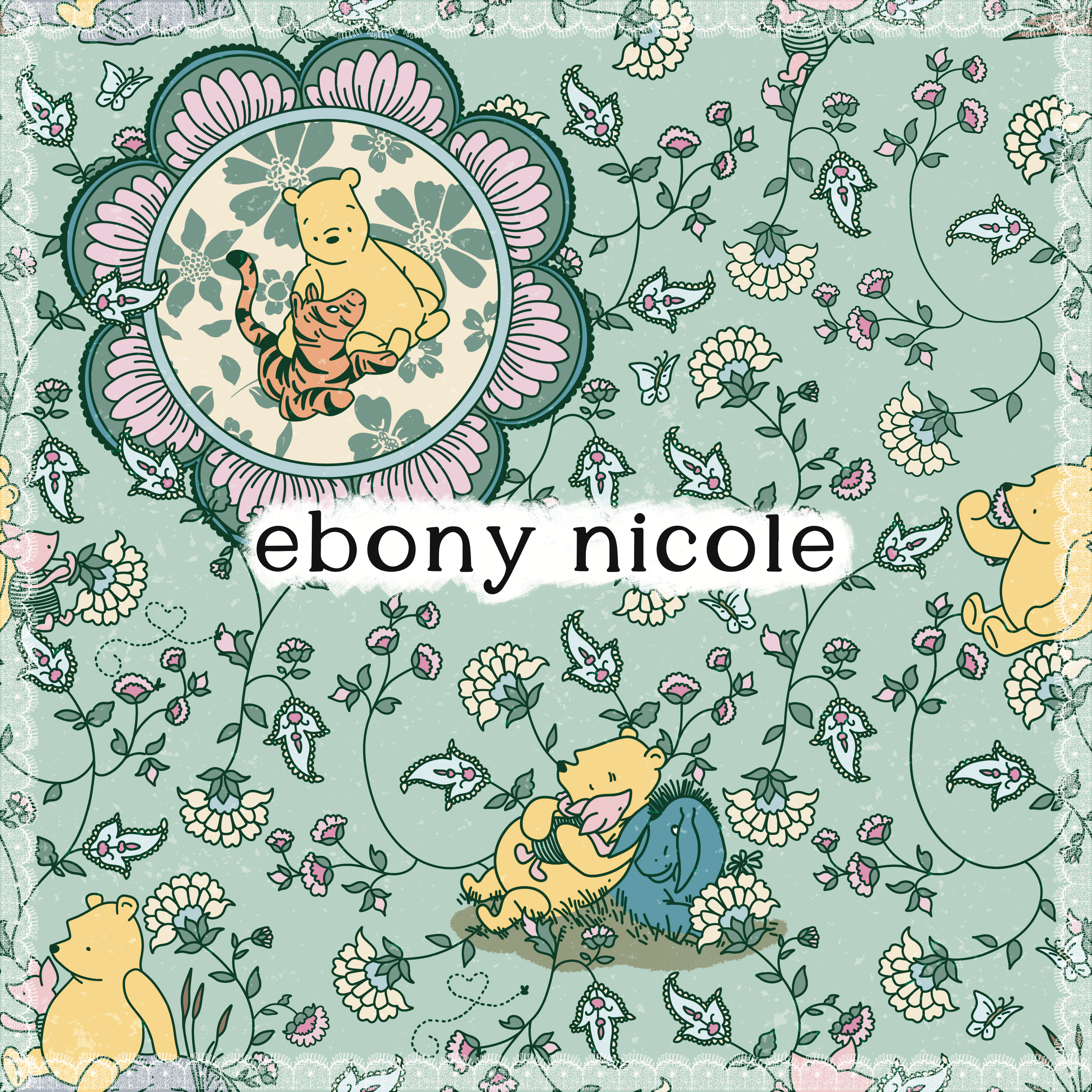 Vintage Storybook Teddy Bear Vine Floral