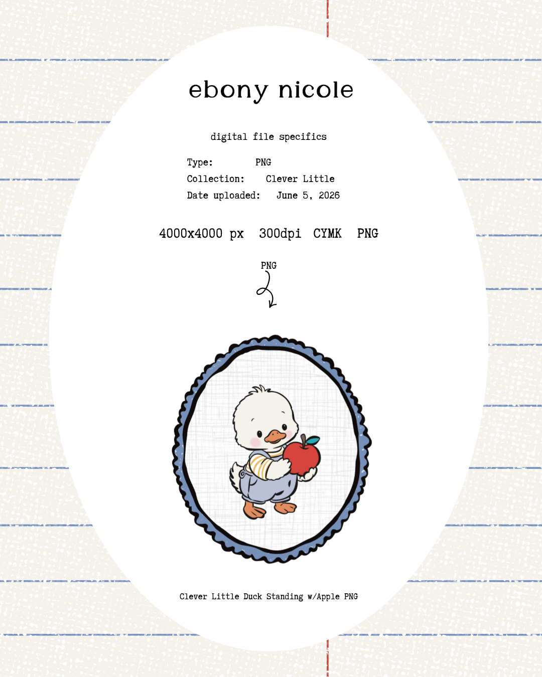 Clever Little Duck Standing w/Apple PNG