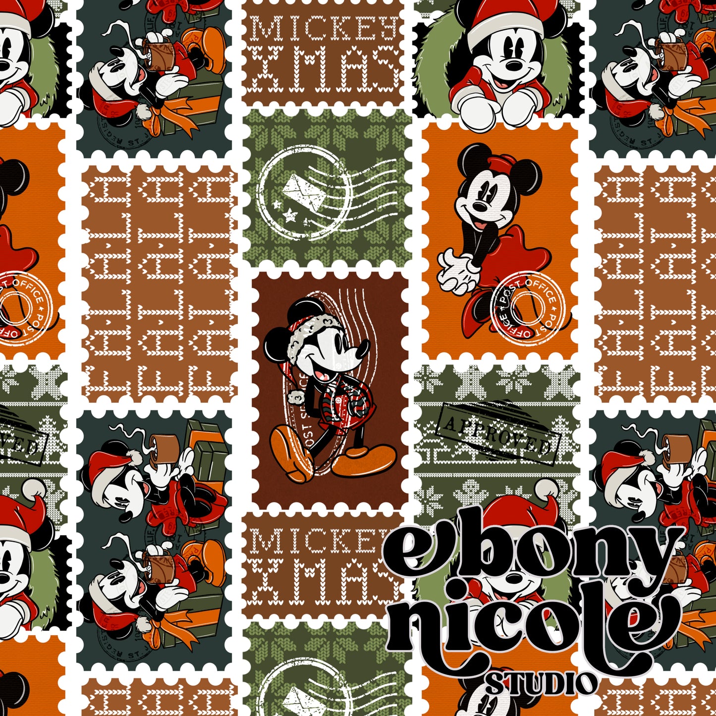 Mickey Vintage Xmas Stamps