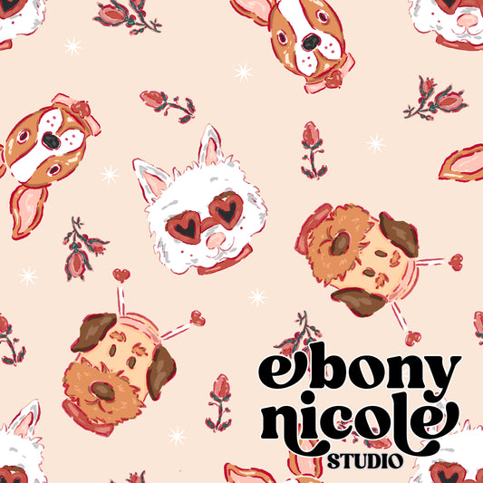 Doggy Love Seamless Pattern- Light Tan