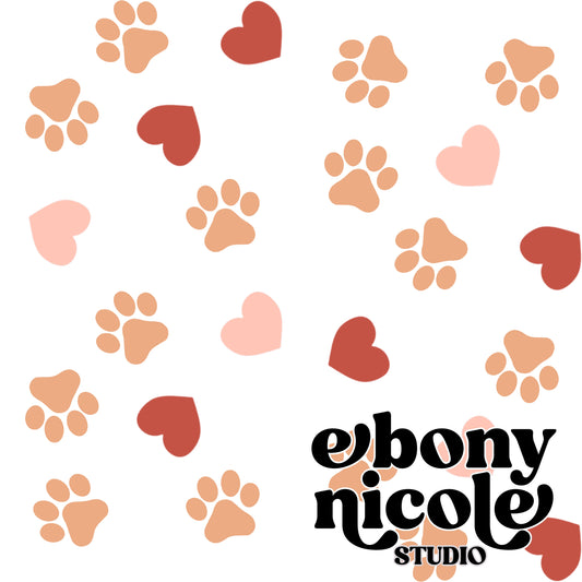 Paws and Hearts Seamless Pattern