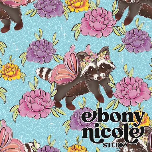 Trash Panda Floral-Blue