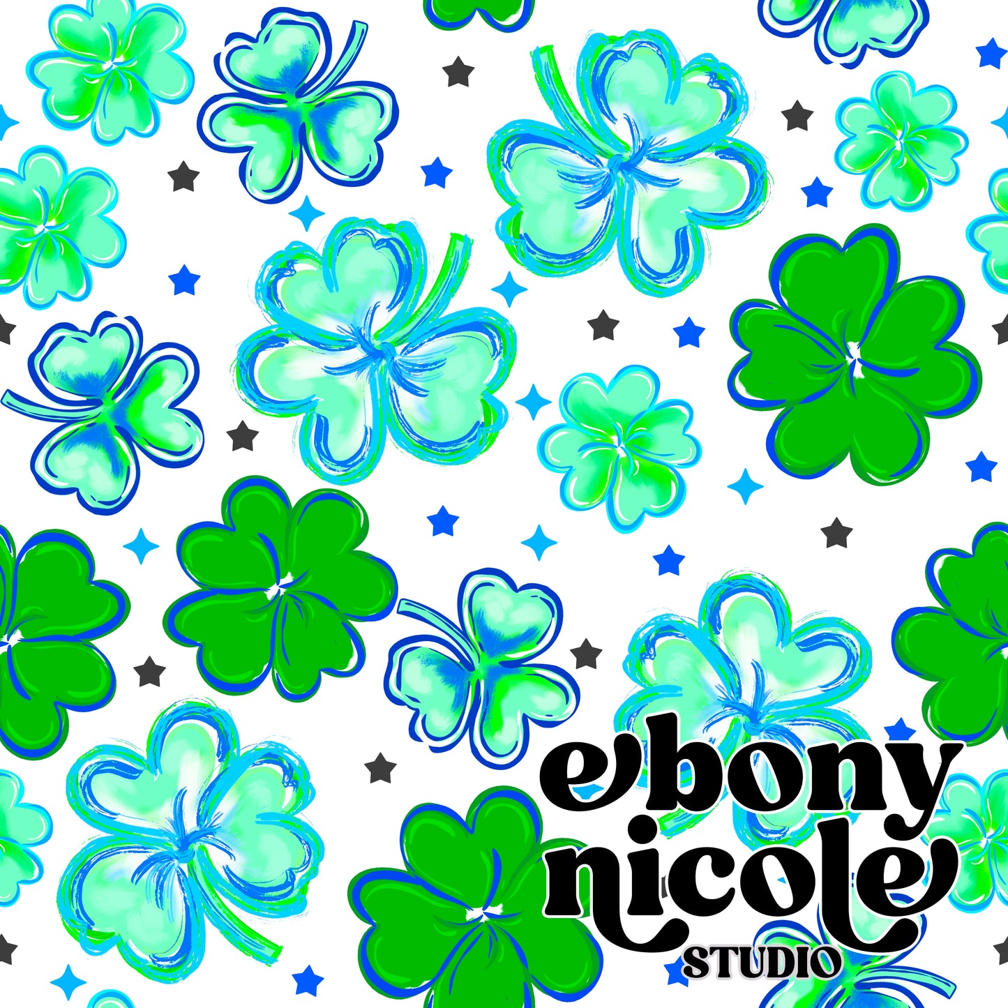 Four Leaf Clover Seamless Pattern - White