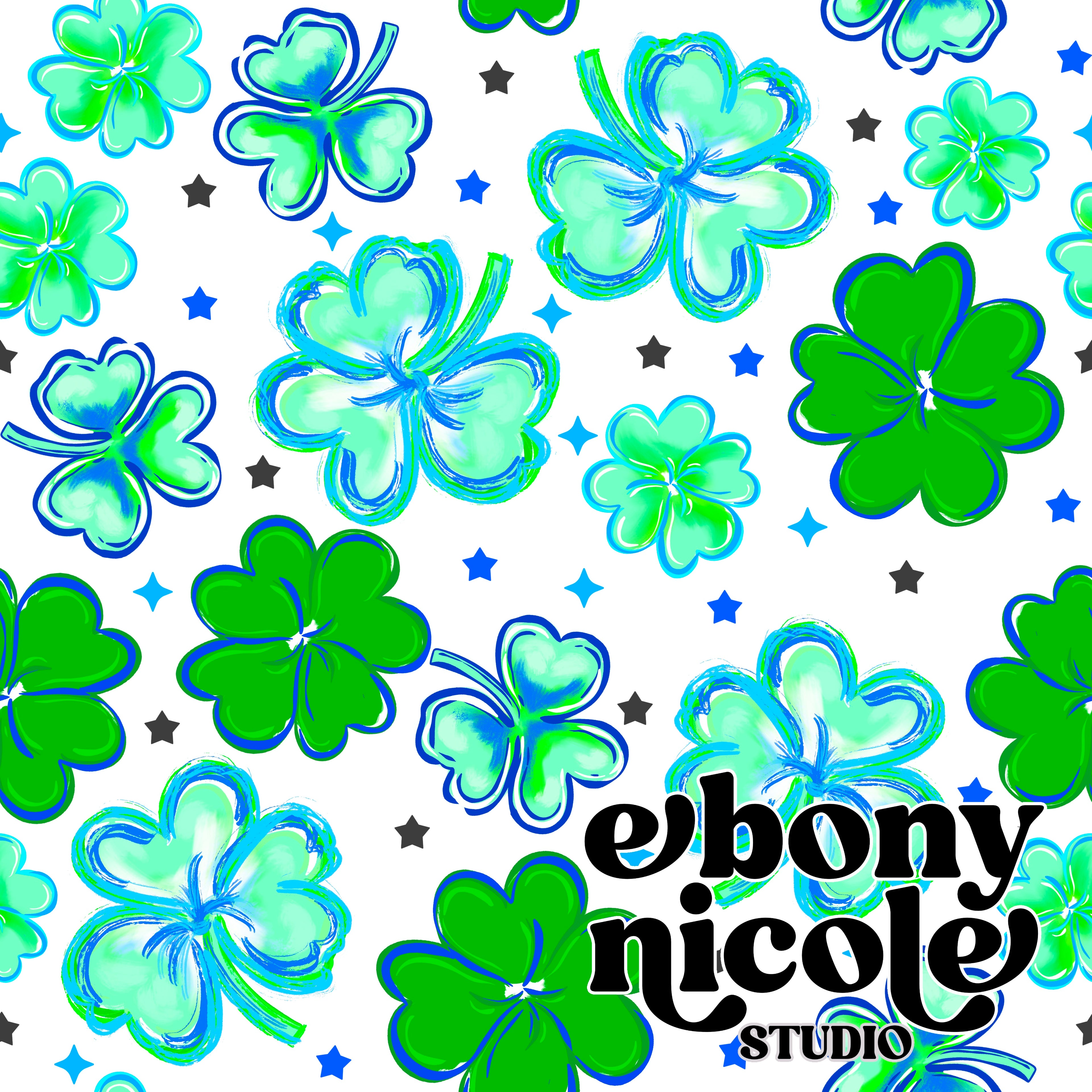 Four Leaf Clover Seamless Pattern - White