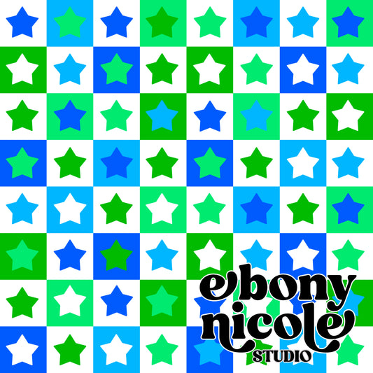 Checkered Blue & Green