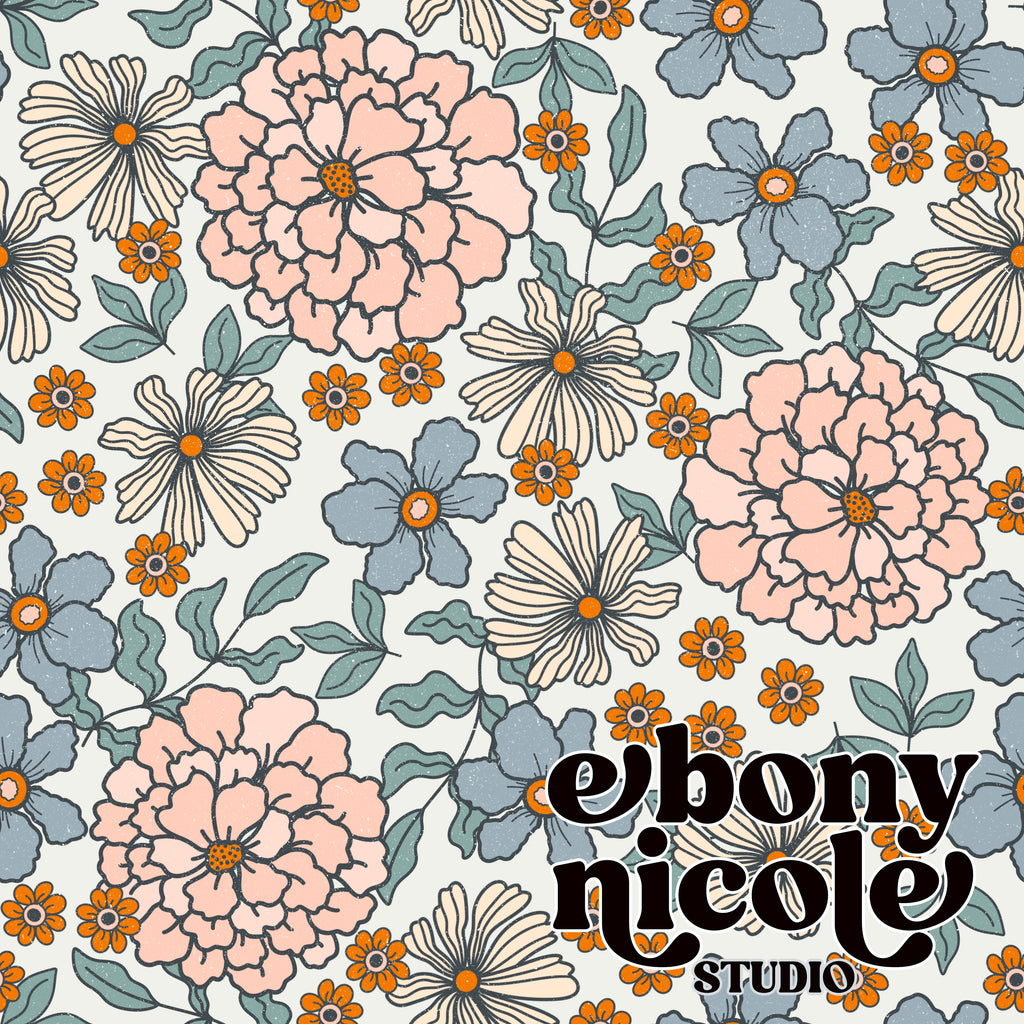 Blush Floral Garden Mist Blue