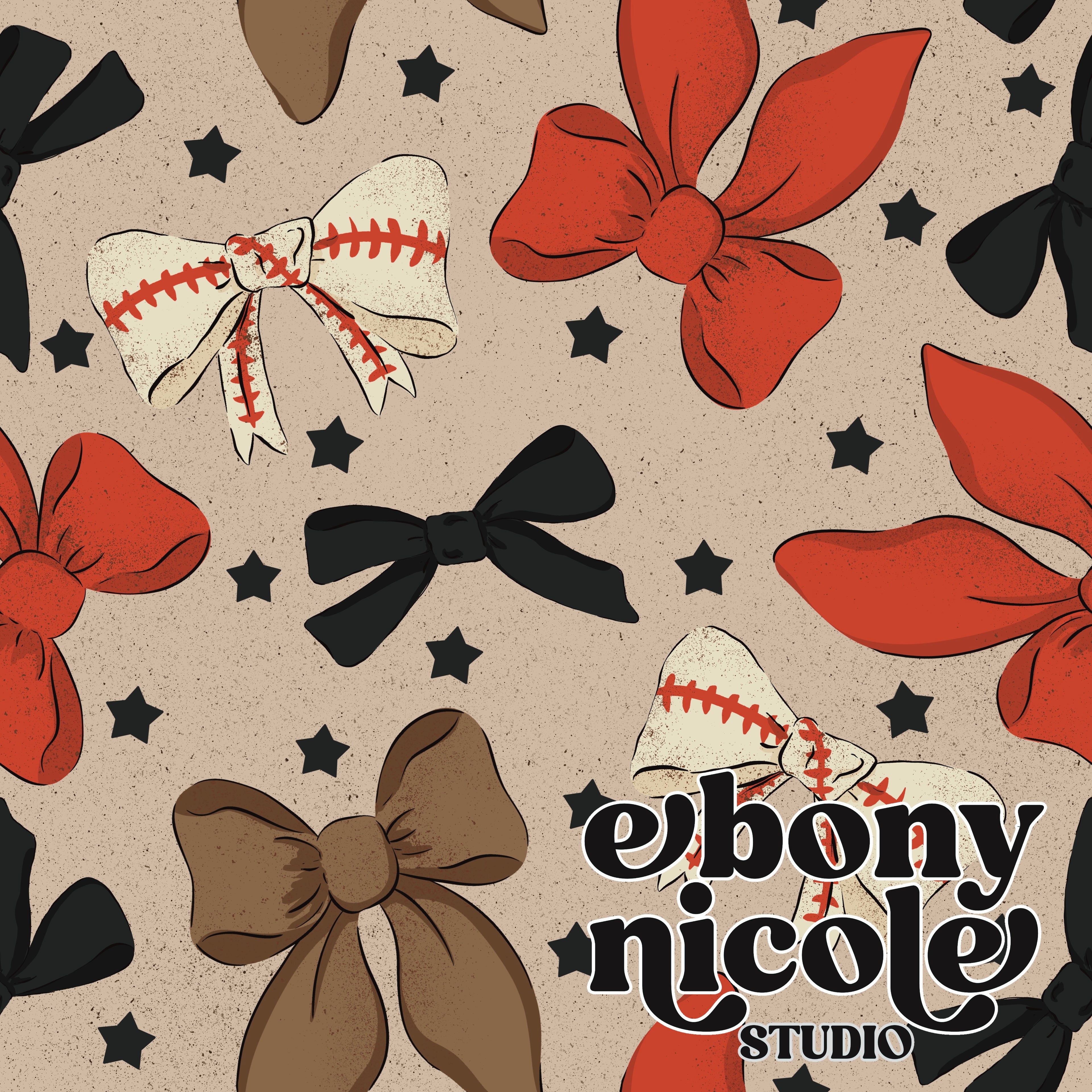 Baseball Variety Vintage Bow Seamless