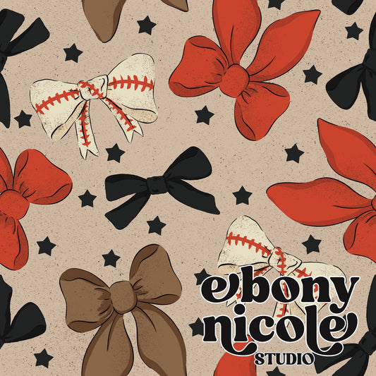 Baseball Variety Vintage Bow Seamless