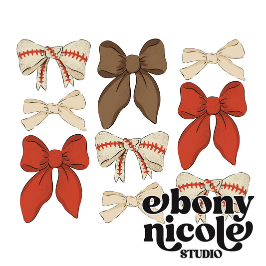 Baseball Variety Vintage Bow PNG