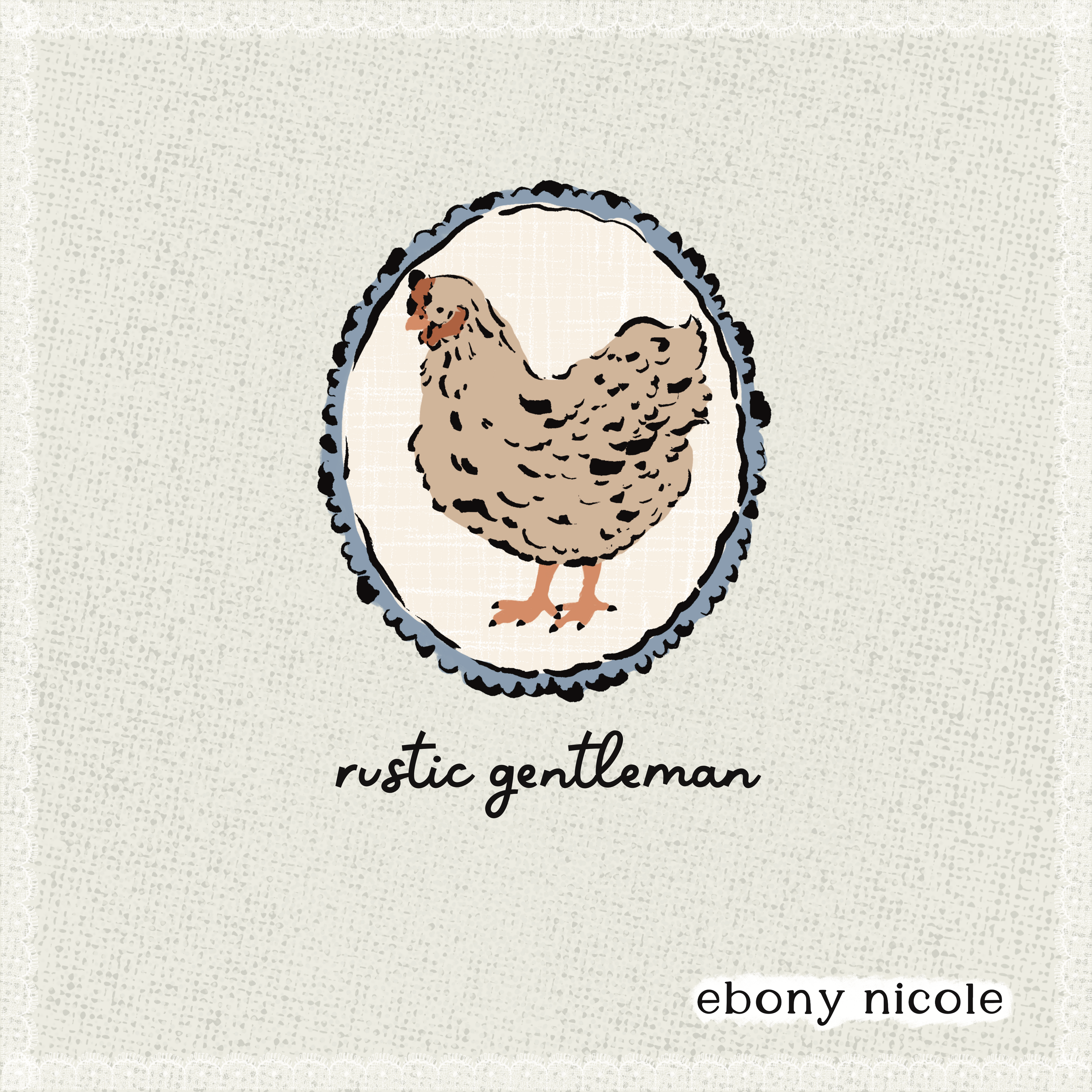 Heirloom Hen Rustic Gentleman Blue PNG