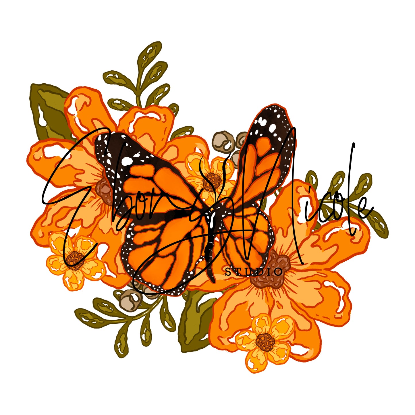 Fall Flowers & Butterflies PNG
